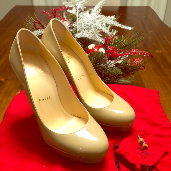 Christian Louboutin Bianca Patent Calf Beige Heels